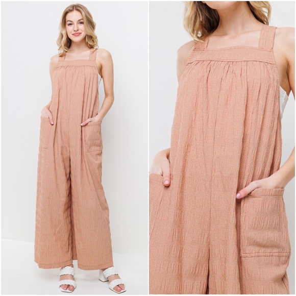 Boho Back Tie Wide Leg Jumper Jumpsuit - Picture 3 of 3